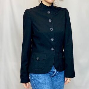 Banana Republic Blazer Jacket 6 Black Military Button Front Career Work Business